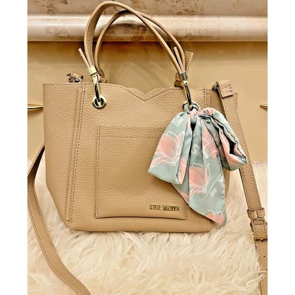 NWT STEVE MADDEN BKARTA SATCHEL CROSSBODY BAG FLORAL BEIGE TIK TOK VIRAL TRENDY - Picture 2 of 7